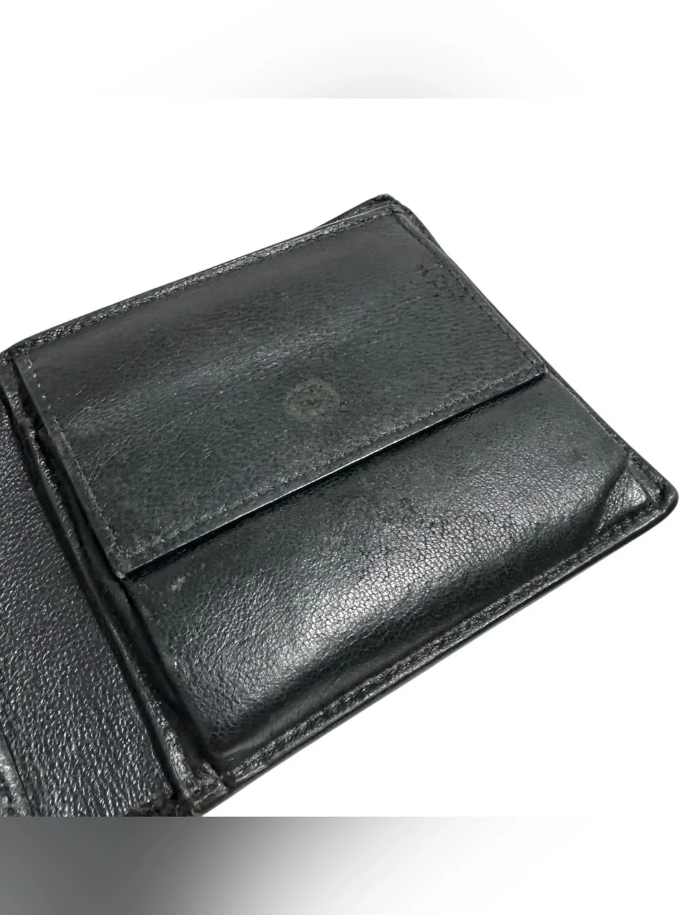 Balenciaga Black Leather & White Spell Out Bifold Wallet